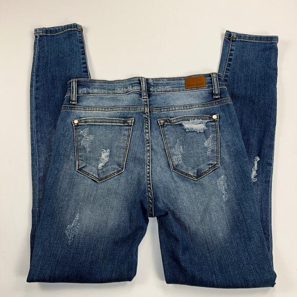 Judy Blue Mid Rise Skinny Fit Distressed Jeans Leopard Insets 8265MD Size 5/27 - Picture 10 of 14